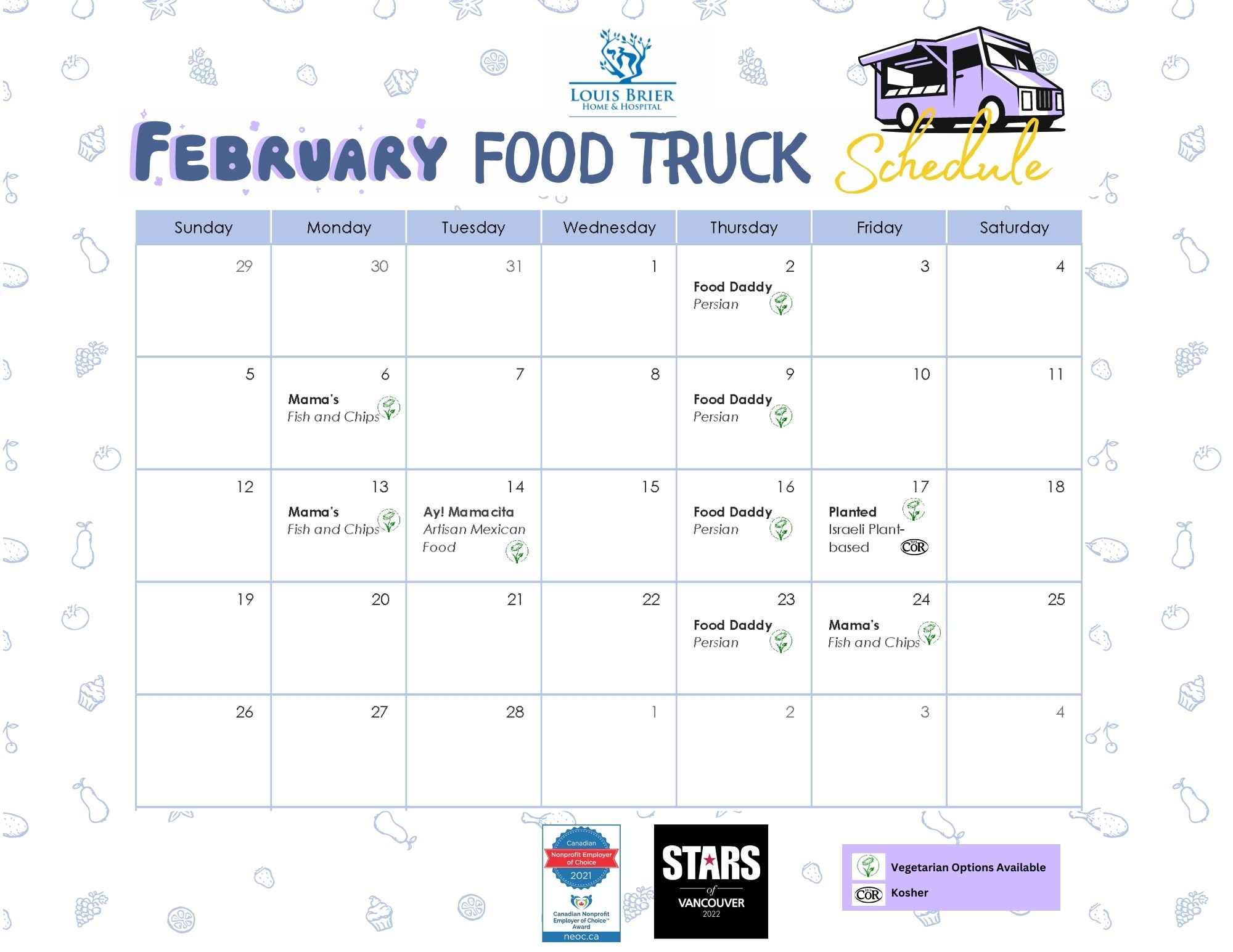 Food Truck Schedule Louis Brier Home and Hospital